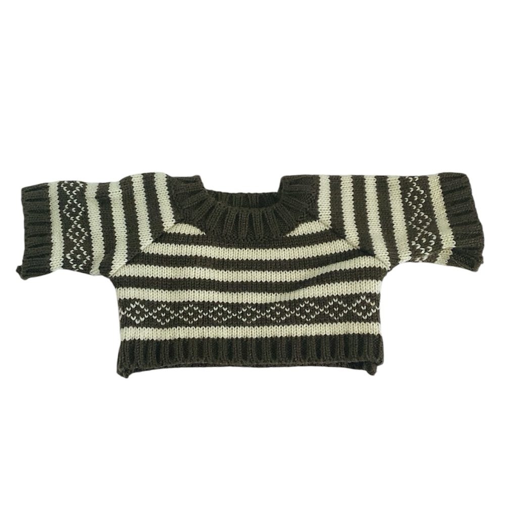 🦄 Harrods Teddy Bear Striped Brown and Cream Sweater